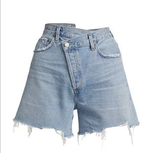AGolde Crisscross super high waist organic cotton denim shorts